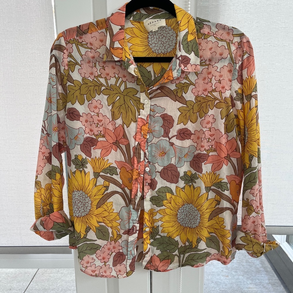 Sézane, Lightweight Button Down ,Excellent Condition, Sz 36, “Tomboy” Style